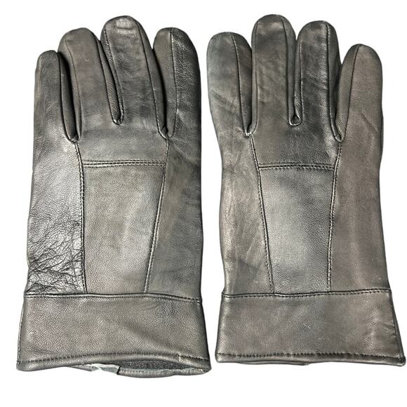 Vintage Black Leather Gloves *Dimensions In Picture* Insulated - Picture 1 of 5